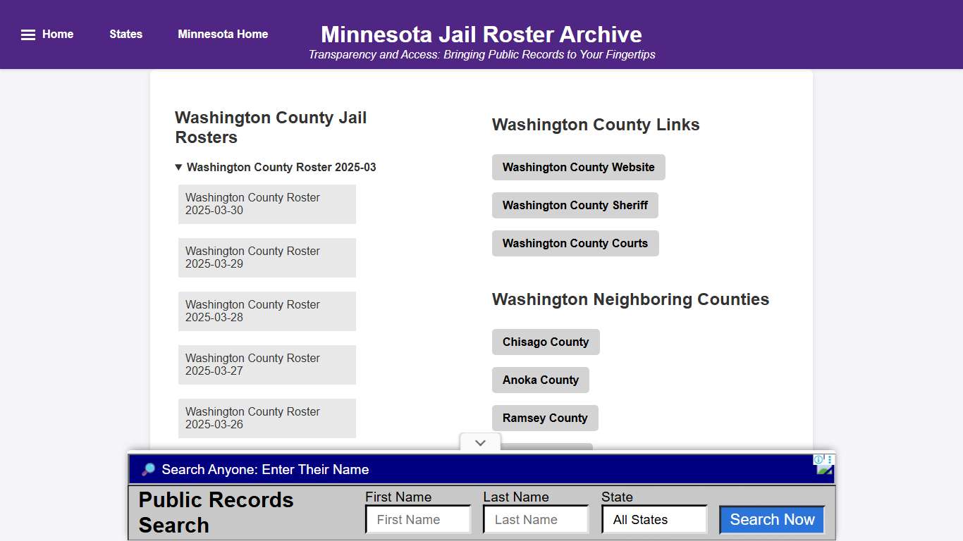 Washington County - Minnesota Jail Rosters